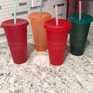 Four 24oz re-Usable starbucks cups